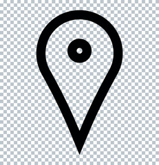 Location Pin Icon – Map Marker Symbol on Transparent Background.