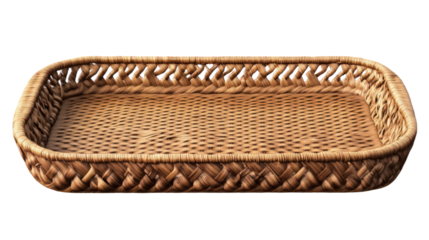 Rustic Wicker Serving Tray, handcrafted rectangular basket with natural weave pattern