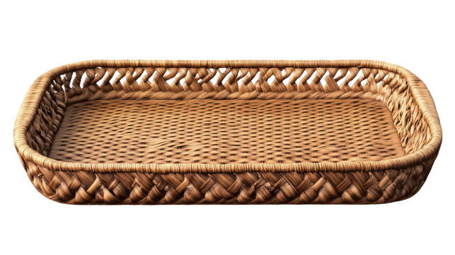Rustic Wicker Serving Tray, handcrafted rectangular basket with natural weave pattern