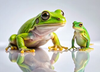 Obraz premium Candid Close-up of a Frog and Lizard on White Background
