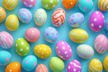 Pile of colorful Easter eggs 
