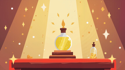 Anointing oil bottle on altar, sacred illumination and purity