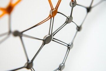 Abstract network structure with interconnected nodes, showcasing complex relationships and connections.