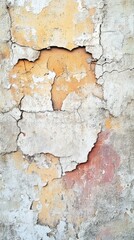 Obraz premium Cracked wall displaying layers of peeling paint and texture in a weathered urban setting
