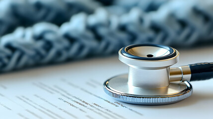 Stethoscope on medical records