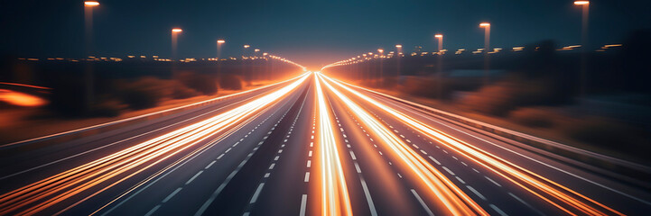 A highway at night with long exposure lights
