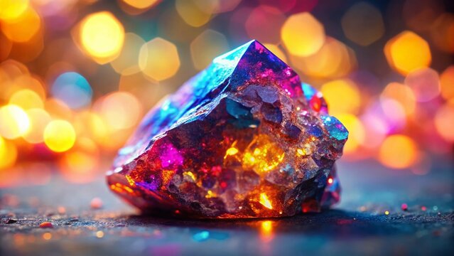 Close-up of Scheelite Mineral Stone with Bokeh Effect - High-Resolution Stock Photo