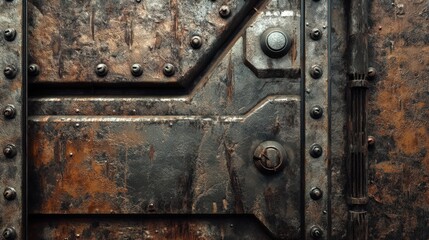 Rusted Metal Panel with Industrial Design Details