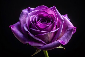 Fototapeta premium Close-up Purple Rose, Black Background, Isolated Clipping Path - Nature Photography Stock Photo