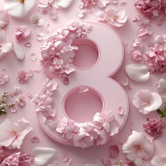 Pink Floral Number Eight Background