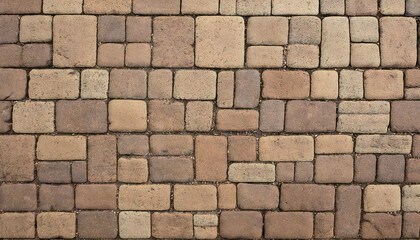 Obraz premium wall of square and rectangular stones of irregular shapes in brown tones