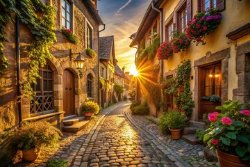 Cobblestone Pathway in Historic Old Town - Charming European Architecture