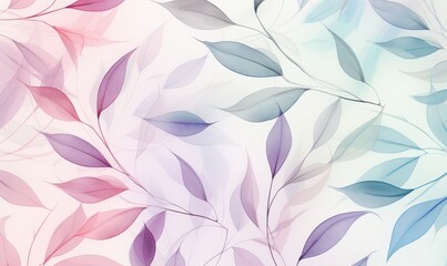 Leafy pastel watercolor floral background, abstract design. Wallpaper or backdrop, nature