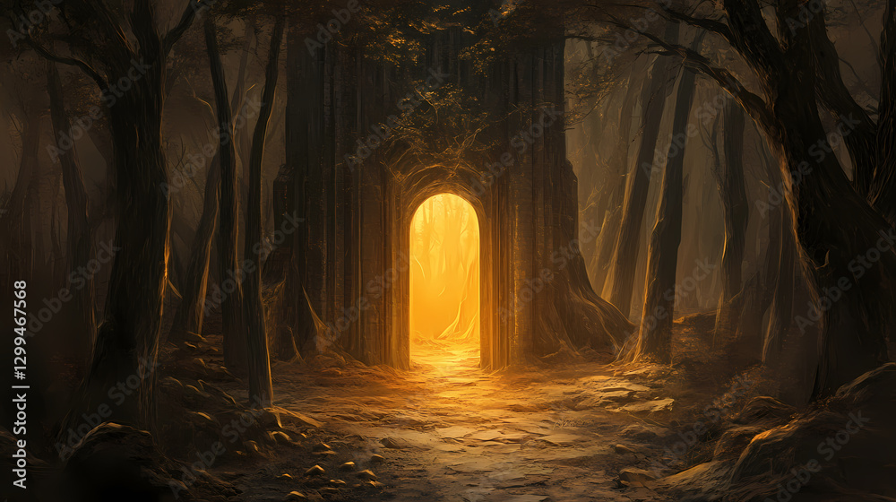 Wall mural unlocking the mysteries of nature a key to hidden secrets in the heart of the forest. silence - dese
