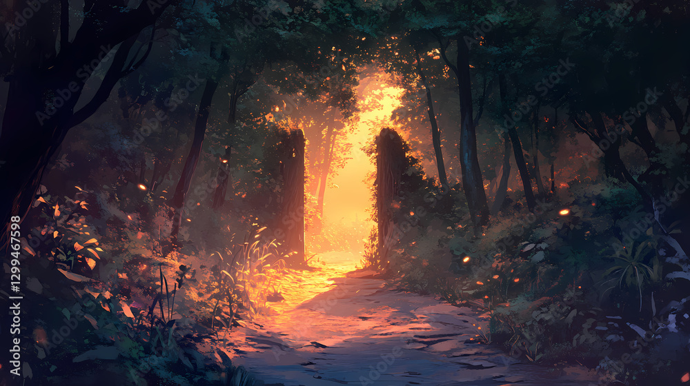 Wall mural unlocking the mysteries of nature a key to hidden secrets in the heart of the forest. silence - dese