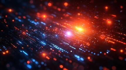 Obraz premium Abstract Digital Data Flow, Night