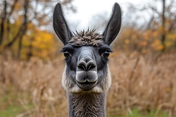 Obraz premium Llama Portrait in Autumn Woods