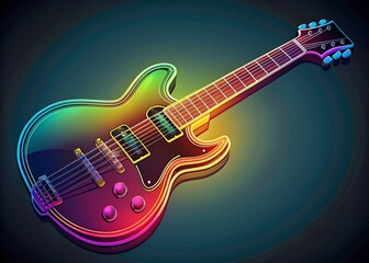 Continuous Line Drawing Electric Guitar with Humbuckers - Stock Photo