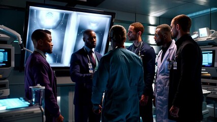 Medical team analyzing x rays in slow motion in modern hospital - Powered by Adobe