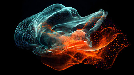 Obraz premium A futuristic AI that interprets and visualizes the mental images of its user, transforming abstract thoughts into interactive digital art.