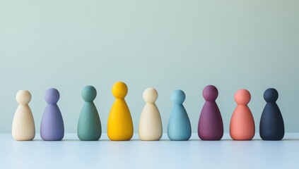 Group of colorful figurines, symbolizing diversity, unity, and equal opportunity in a supportive workplace, inclusive workforce policies, promoting advocacy and workplace equality