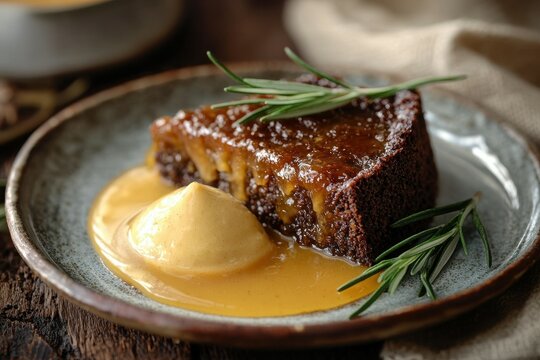 Malva Pudding (South Africa) A warm slice of malva pudding soaked in apricot jam and served with a generous scoop of vanilla custard.