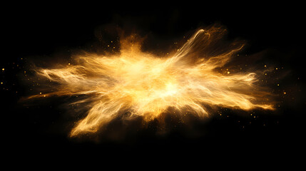 Stunning light burst with radiant golden rays illuminating the darkness isolate on transparent background, cutout, png, horizontal. Energy - Fire. Illustration