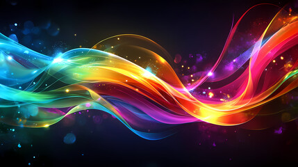 Fototapeta premium A vibrant depiction of colorful light trails representing speed and movement in a futuristic setting. Energy - Fire. Illustration