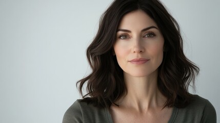 Elegant Portrait of a Confident Woman with Natural Beauty and Soft Features