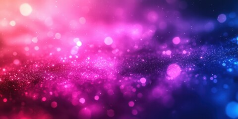 Colorful abstract background featuring vibrant pink and blue particles in a dreamy cosmic setting