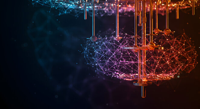 Quantum computer abstract representation qubits and entanglement futuristic technology computing power