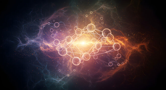 Quantum computer abstract representation qubits and entanglement futuristic technology computing power