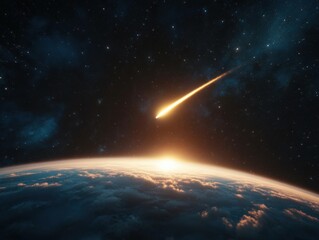 Meteor Shower over Planet Earth