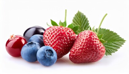 Isolated Berries: Fresh Fruit Collection on White Background