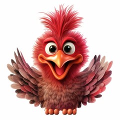 Fototapeta premium Cheerful chicken with fluffy feathers and a bright red comb, perfect for adding a playful vibe to your design projects.