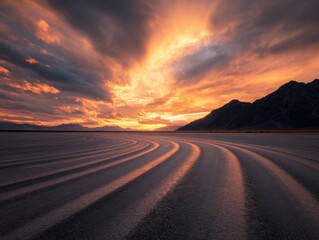 Fototapeta premium Dramatic sunset over a vast landscape