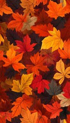 Fototapeta premium Colorful fallen autumn leaves beautifully arranged in a textured pile