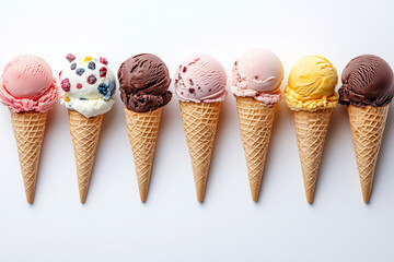 Set of diffrent ice creams isolated on white background