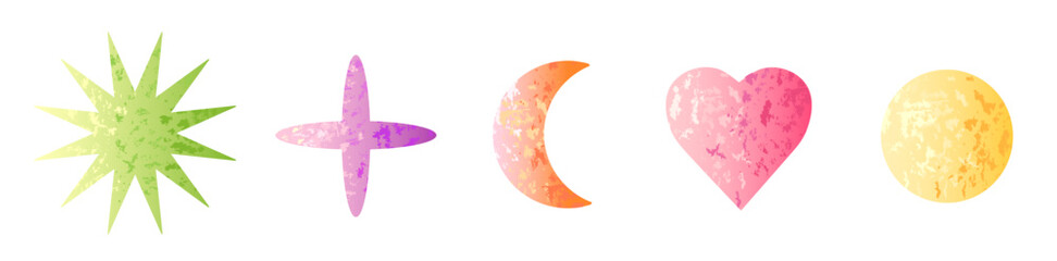 Set of geometric organic shape with noise texture