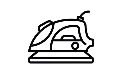 Steam iron silhouette, household appliance icon, black vector illustration