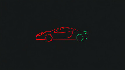 Fototapeta premium Car outline depicted in a stylized design. Vehicle silhouette shown with distinct colored lines. Automotive representation against a plain backdrop