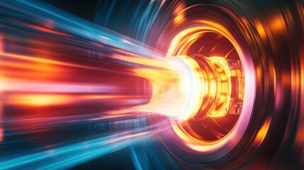 A powerful energy generator emitting a glowing effect on a high-tech gradient background