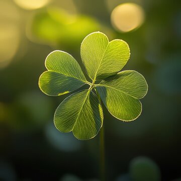 Enchanting Four-Leaf Clover Symbolizing Rare Luck and Serendipitous Charm with a Touch of Superstitious Magic and Winning Fortune