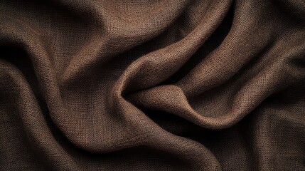 Fototapeta premium Rich brown fabric texture. Deep folds and shadows.