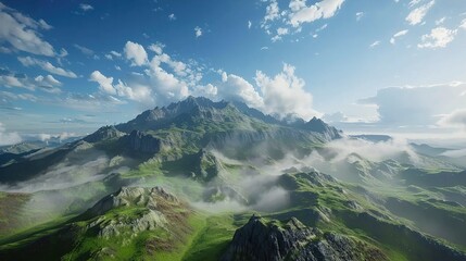 A time-lapse of a mountain landscape with shifting clouds and light, showing the changing atmosphere and weather patterns throughout the day.