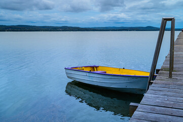 Naklejka premium The Long Jetty is a suburb of the Central Coast region of New South Wales, Australia, located on a peninsula between Tuggerah Lake and the Pacific Ocean south of The Entrance
