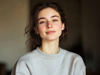 Portrait of a young woman with natural beauty