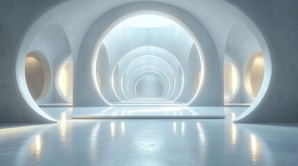 Modern, circular, architecture, interior, light