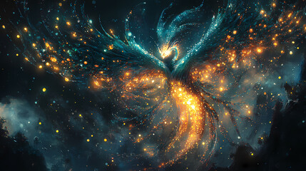 A captivating creature with glowing appendages emerges from the shadows its unique form radiating a sense of wonder and mystery. Wonder - Sky. Illustration