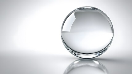 Crystal Clear Glass Sphere on Grey Background Abstract Image